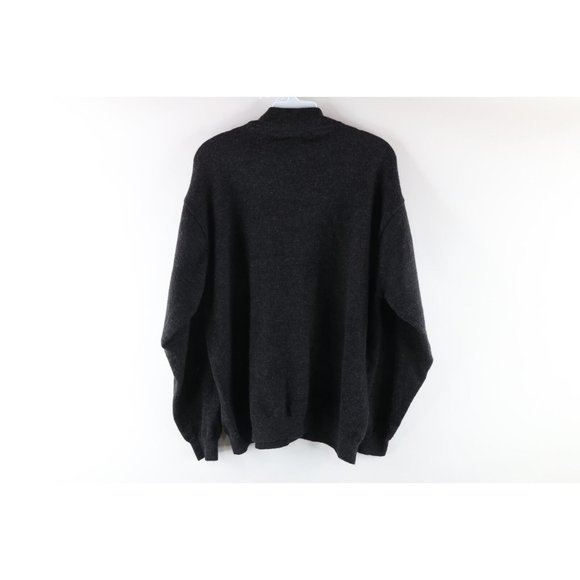 Vtg 90s Streetwear Womens 2XL Blank Wool Knit Mock Neck Sweater Charcoal Gray - Picture 5 of 7